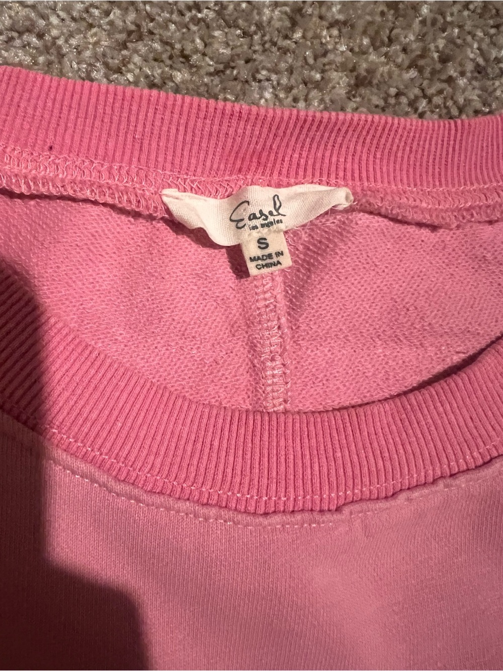 easel Pink Crewneck Sweatshirt with Subtle Ribbed Trim - Picture 3 of 4